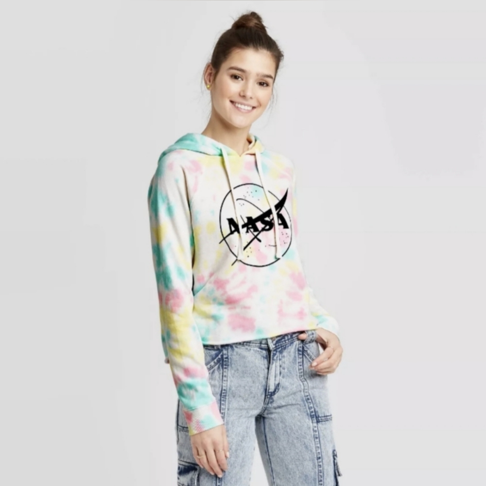 Grayson Threads NASA Tie Dye Cropped Hoodie Size Large